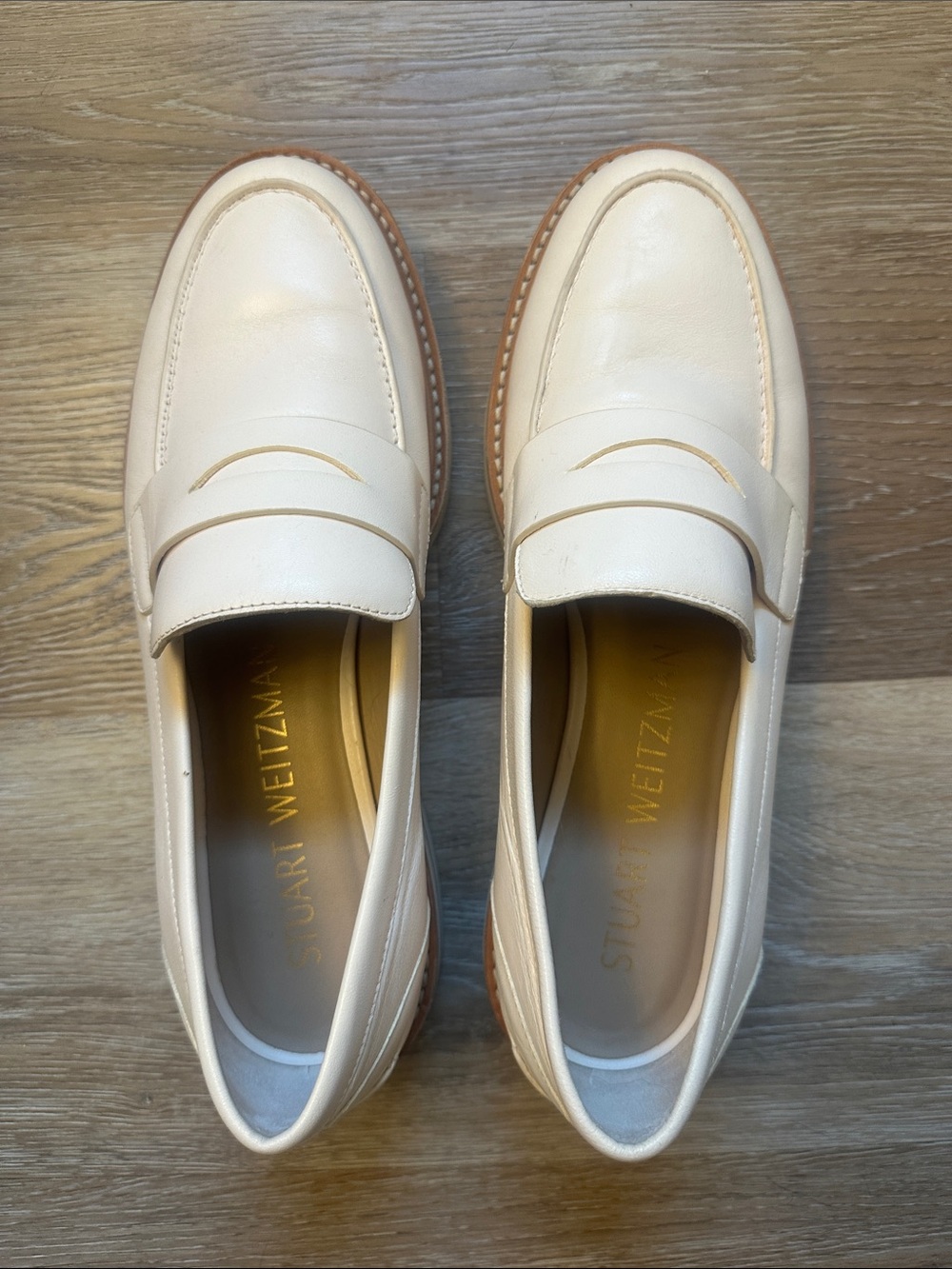 Stuart Weitzman Ivory Leather Loafers